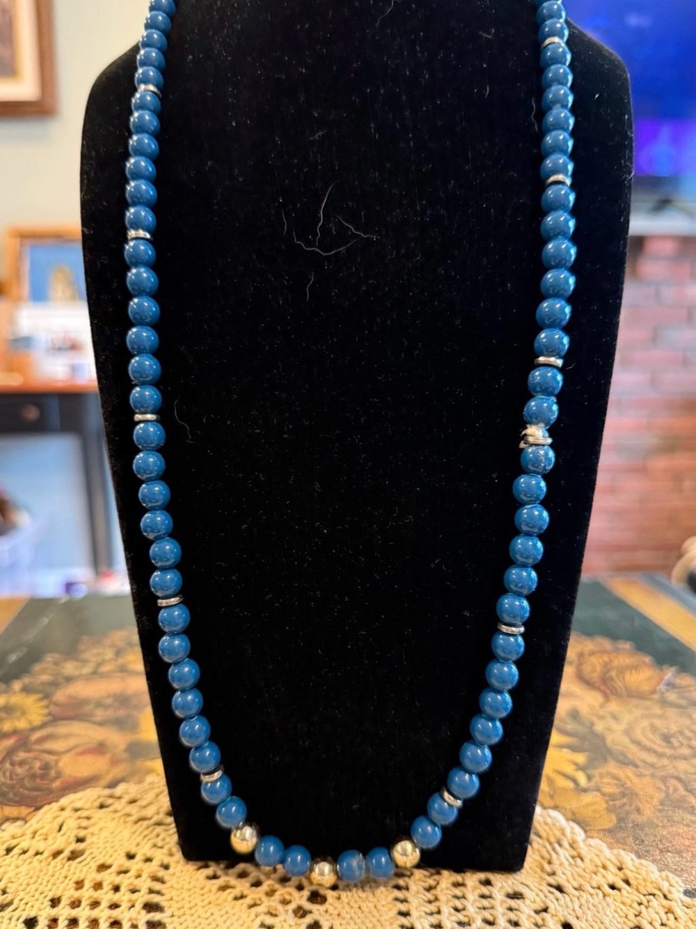 Blue Bead and gold Accent Necklace for Women